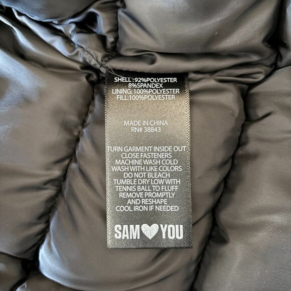 Sam Edelman Asymmetric Zip Parka Black Winter Puffer Coat Womens Large - Picture 17 of 17